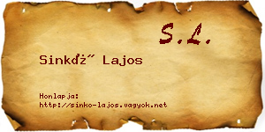 Sinkó Lajos névjegykártya